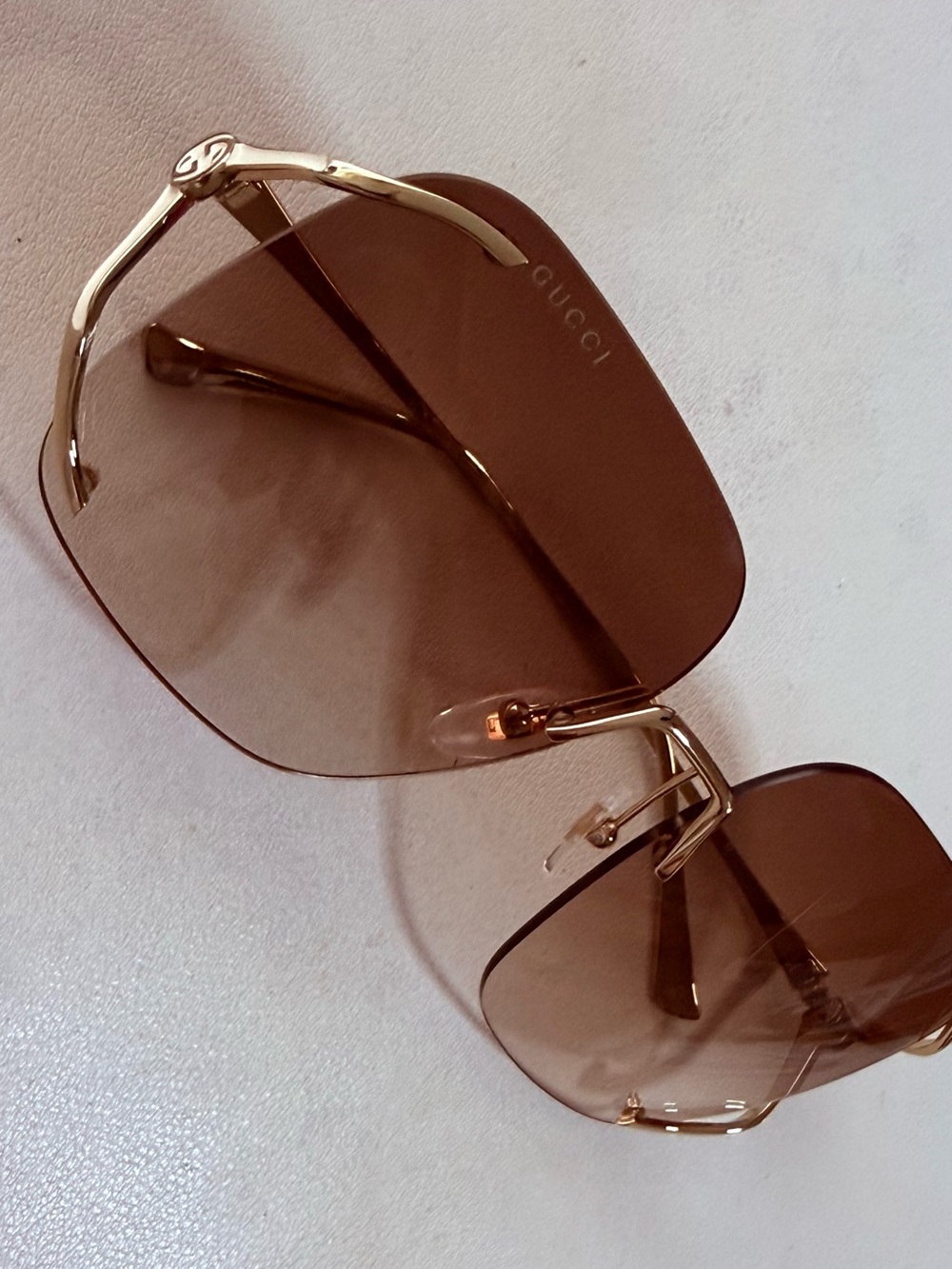 NEW Gucci GG0646S 002 Gucci-Logo Sunglasses Women's Gold/Brown Gradient 60mm